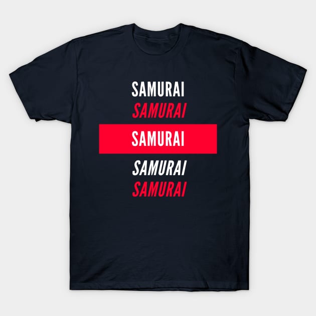 Samurai Red and White Design T-Shirt by divawaddle